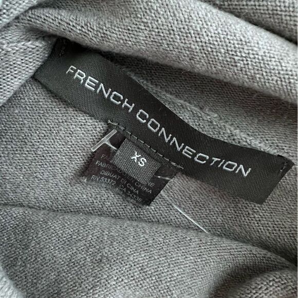 French Connection Grey Zip Long Sleeves Mock Neck Roll Hem Sweater Tunic Sz XS - Picture 7 of 8